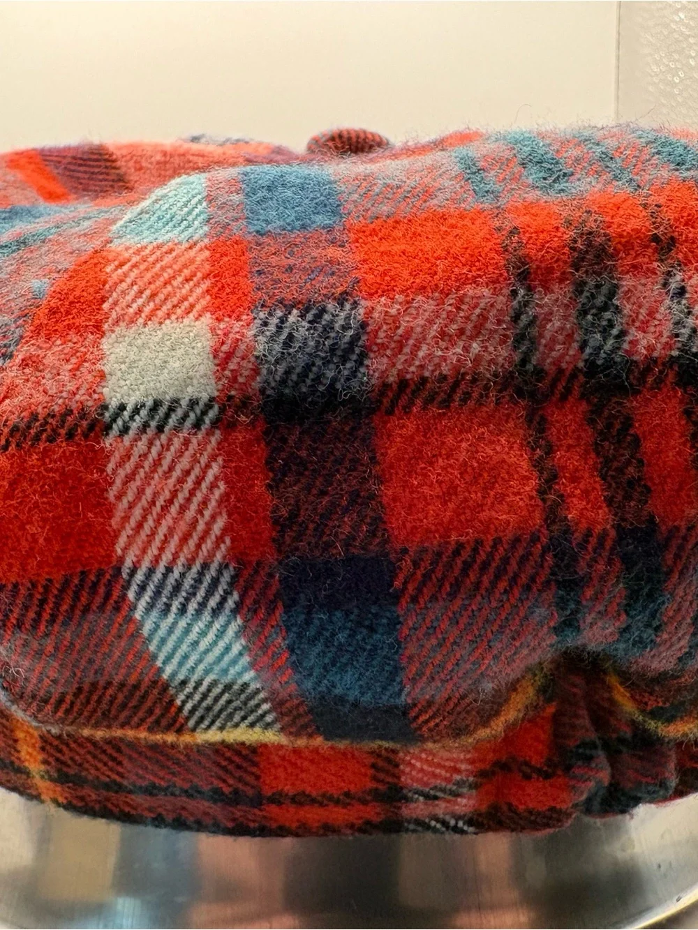 D&Y Plaid Newsboy Cabbie Baker Boy Cap Red Orange Navy Y2K One Size
